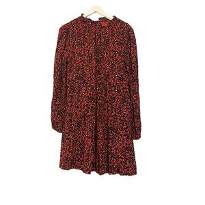 NWT Copper Key Women's Floral Print Long Sleeve Dress S Red & Black #X-5-4-200